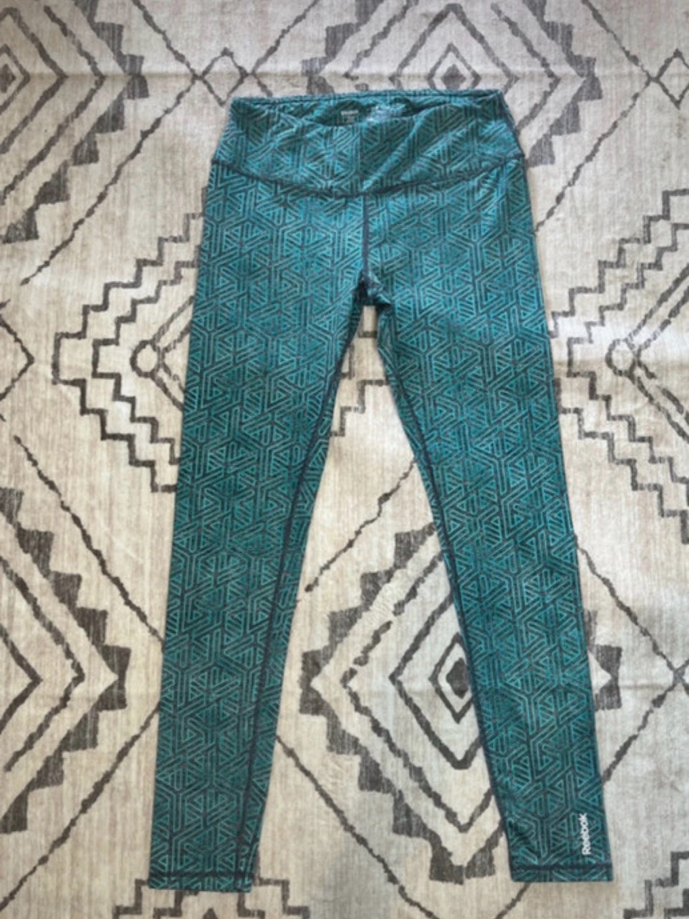 Reebok Teal Geometric Performance Leggings